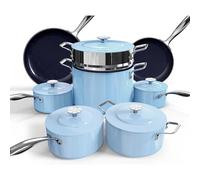 Nuwave Lux 13pc Forged Lightweight Cookware Set PFAS Free, Healthy G10 Duralon Ceramic Coating, Ultra Non-Stick, Stay-Cool Handles, Works on All Cooktops & Induction Ready