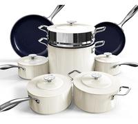 Nuwave Lux 13pc Forged Lightweight Cookware Set PFAS Free, Healthy G10 Duralon Ceramic Coating, Ultra Non-Stick, Stay-Cool Handles, Works on All Cooktops & Induction Ready