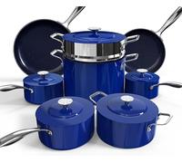 Nuwave Lux 13pc Forged Lightweight Cookware Set PFAS Free, Healthy G10 Duralon Ceramic Coating, Ultra Non-Stick, Stay-Cool Handles, Works on All Cooktops & Induction Ready, 31904