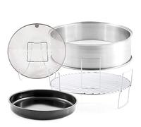 Nuwave Primo Extender Ring Kit; Includes 5" Stainless Steel Extender Ring, Reversible 3" Cooking Rack, 10" Enamel Baking Pan & Stainless Steel Air Fry Basket, Compatible with Nuwave Primo Oven