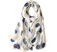NUWEERIR Womens 100% Large Mulberry Silk Scarf Long Satin Scarf Fashion Designer Scarf Lightweight Wraps, Blue Roses, 70" x 35"
