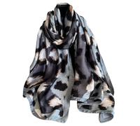 NUWEERIR Womens 100% Large Mulberry Silk Scarf Long Satin Scarf Fashion Designer Scarf Lightweight Wraps, Abstract Gray Beige, One Size