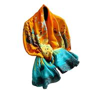 NUWEERIR Womens 100% Large Mulberry Silk Scarf Long Satin Scarf Fashion Lightweight Wraps, Yellow and Green, 70 inches x 35 inches