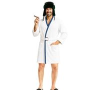 NUWIND Christmas Vacation Cousin Eddie Costume White Robe Trapper Hat Belt Set with Fake Cigar for Halloween Christmas Party Cosplay Costume Winter Holidays (XXL)