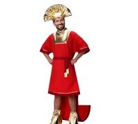 NUWIND Emperor Men Kuzco Cosplay Costume Tunic Red Robe Hat Shin Guards King Cosplay Outfit Fancy Dress (Red, S)