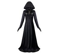 NUWIND Evil 8 Vampire Madam Lady Dimitrescu Daughters Bela Dimitrescu Witch Dress with Hood Accessories Woman Gothic Cosplay Costume Outfits Suit Halloween Carnival Fancy Dress Party (Black, XL)