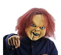 NUWIND Horror Latex Mask for Pretend Play Chucky Action Figures Masquerade Halloween Party Bar Supply Scary Mask with Brown Hair