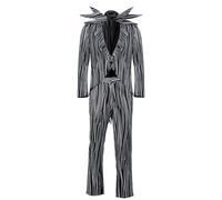 NUWIND Jack Skellington Men's Halloween Cosplay Costume Striped Suit with Pants Bat Bow Tie for Adult Halloween Cosplay Costume Props (S)