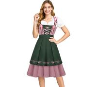 NUWIND Womens German Beer Festival Costume Bavarian Traditional Oktoberfest Halloween Party Maid Plaid Fancy Dress Outfit (XL)