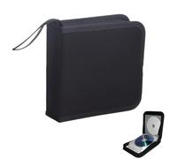 NUWIQ CD DVD Cases for Storage: Black CD Wallet with 40 Capacity Hard Plastic Sleeves for Discs - Portable Holder Carrying Albums and Games for Car Home Travel