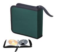 NUWIQ CD DVD Cases for Storage: Green CD Wallet with 40 Capacity Hard Plastic Sleeves for Discs - Portable Holder Carrying Albums and Games for Car Home Travel