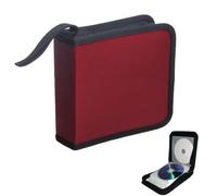 NUWIQ CD DVD Cases for Storage: Red CD Wallet with 40 Capacity Hard Plastic Sleeves for Discs - Portable Holder Carrying Albums and Games for Car Home Travel