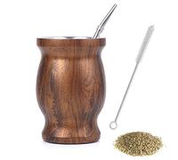 NUWIQ Yerba Tea Set, Yerba Mate Cup, Brown with Straw Spoon and Cleaning Brush, Stainless Steel Yerba Mate Cup, Easy to Clean Yerba Mate Gourd, for Yerba Mate Drink Coffee Milk Juice
