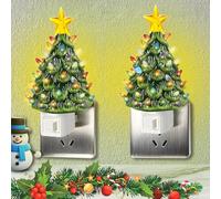 NUWIXMER Christmas Tree Night Light - 2 Pack Christmas Decorative Tree with ON/Off Switch, Vintage Christmas Night Light for Bedroom Porch Holiday Decor