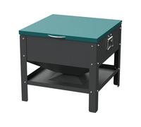 NUWJBYE All Metal Chicken Feeding Box 80 lbs Large Capacity Portable, Waterproof Lid, Hens and Roosters, No Waste Coop Poultry, Galvanized Steel Feeder Standing for Chickens (Green)