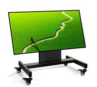 Nuwovwo Rolling TV Stand, Mobile TV Cart, Low Profile Floor Confidence Monitor Cart for 32-75 inch Screen, Height Adjustable, 90°Adjustable Viewing Angle