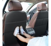 NUWQICD Car Kick Mats Back Seat Protector for Honda Civic with 2 Pocket Storage Organizer - Faux Leather Back Seat Covers for Kids Feet Waterproof Dirt Automotive Accessories (1 Pair,Black)