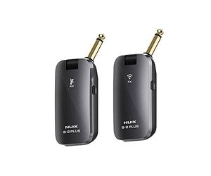 NUX B-2 Plus 2.4GHz Wireless Guitar System, Wireless Adapter (pocket size, battery life max. 7 hours, long range, 32 bit/ 48KHz Hi-Res sound quality, jack plug), Black