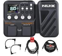 NUX MG-101 Amp Modeler and Guitar Effects Processor - Bundle with 2 Patch Cables, Instrument Cable and Aux Cable
