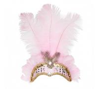 NUXMAW Showgirl Feather Headpiece Carnival Headband Vegas Costume Accessories Rio Mardi Gras Party (Pink)