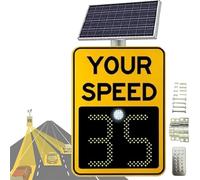 Nuxyyds Radar Speed Limit Sign, Solar Powered LED Radar Speed Display Sign, Traffic Feedback Warning Board Adjustable Speed Limit, High Brightness Reflective 24×35In-Yellow