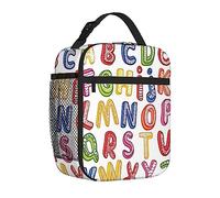 NUYFVG ABC Letters,Lunch Bag for Women Insulated,Hand Drawn 3D Style ABC Letters,for Men Adults Small Lunch Bag for Office Work Reusable Portable Lunch Box,Multicolor,10x4x8in