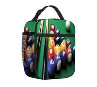 NUYFVG Billiard Game Print,Lunch Box for Men Women Adults,Pool Balls Contest,Small Lunch Bag for Office Work Picnic Reusable Portable Lunchbox,Green,10x4x8in