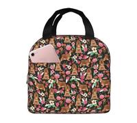 NUYFVG Cocker Spaniel Florals Dog Floral Flowers Dog Pattern Black Lunch Bag Tote Bag Insulated Lunch Box for Picnic Beach Fishing Work Men and Women