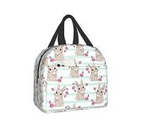 NUYFVG Cute Bunny with Strawberry Lunch Bag for Women Men Kids Lunch Box Insulated Lunch Container Tote Bag for Office Work School Picnic Beach