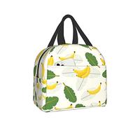 NUYFVG Cute Cartoon Bananas and Palm Leaves Lunch Bag Travel Box Work Cooler Reusable Tote Picnic Back to School Boxes Insulated Container Bags for Women Men Boys Girls