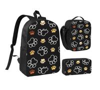NUYFVG Dog Paw Prints Print Soft Breathable Backpack Set Lunch Bag Pen Case Adjustable Straps Boys Girls Teens