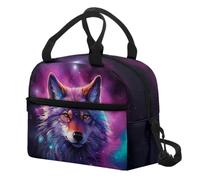 NUYFVG Galaxy Wolf Lunch Bag Reusable Lunch Bags Insulated Lunch Boxes Shoulder Lunchbag Sack Food Organizer for Women Men Teen Girls Boys Kids School Picnic Workout Office Outdoor Camping