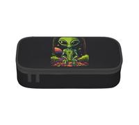 NUYFVG Green Alien Print Stylish School Pencil Case 8.3 X 2 X 3.7 in Multi Functional Storage Bag Student