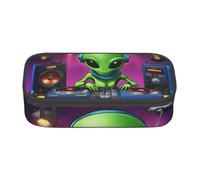 NUYFVG Green Alien Print Stylish School Pencil Case 8.3 X 2 X 3.7 in Multi Functional Storage Bag Student