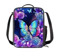 NUYFVG Kids Lunch Boxes Butterfly Lunchbag Insulated Lunch Boxes Picnic Rose Handbag Thermal Meal Tote Kit for School Travel Workout Office Beach Outdoor