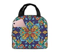 NUYFVG Lunch Bag for Travel Work Picnic, Mandala Flowers Exotic Hippy Bohemia Reusable Bento Box Lunch Tote Bag, Handbags Case High Capacity for Kids and Adults