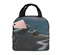 NUYFVG Lunch Bag Lunch Box for Women Men World War Aircraft Printed Insulated Lunch Tote Bag Lunch Cooler Tote Box