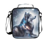 NUYFVG Lunch Bags for Boys Girls, Wolf Stars Reusable Insulated Lunch Box Thermal Meal Tote Kit, Lunch Cooler Bag Organizer with Adjustable Shoulder Strap