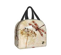 NUYFVG Vintage Leave Dragonfly Insulated Lunch Bag Leakproof Cooler Kids Lunch Box for Men Women Girls Boys Reusable Thermal Tote Bag for Office Work School Picnic Beach
