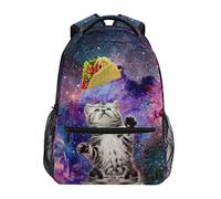 NUYFVG wewe Taco Cat Galaxy Backpack for Boys Girls Kids, Laptop Book Bag Lightweight Travel Hiking Camping Daypack
