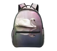 NUYFVG White Swan Print School Backpack College Bookbag Stylish Casual Laptop Bag For Travel/Business/Women/Men