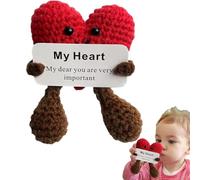 Nuyhadds Crochet pocket-hug Heart - Mini Knit Cute Doll, Hug preasent Handmade Craft, Cute Sturdy Little Charm, Distinctive Knitted Item | Wonderful Valentine Gift For Birthday, Friends, Family