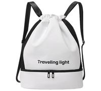 Nuyhadds Draw String Fitness Bag, Sports Drawstring Course Backpack, Training Bag, Sports Equipment , Gym Sack Pack, Strop Bag, Waterproof, White, see description, See description