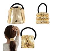 Nuyhadds Gold Hair Cuffs | 3X Gold Hair Ponytail Holders,Vintage Stretchy Geometric Design Elegant Ponytail Hair Ties Holder For Christmas, Holiday