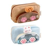 Nuyhadds Pencil Case - Storage Bag for Stationery, Cute Animal Design, Case with Zip, Portable School Bag, Travel Pen Holder for Children, Girls, S, khaki, see description, See description