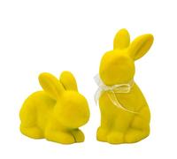 Nuyhadds Rabbit Figurines - 2 Piece Flocked Resin Animal Sculpture Set, Table Accent, Shelf Display, Resin Rabbit Figures, Designed As A Cute Decorative Arrangement For The Ver