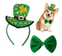 Nuyhadds St Patrick's Day Dog Costume | Green Soft Elastic Outfit | St Patrick's Day Hat Headband | For Holidays Birthday Home Garden Park
