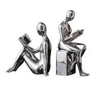 Nuyhgtr Book Ends, Abstract Figurine Bookends, Heavy Duty Bookends, Decorative Ceramic Bookends, Anti-Slip Book Storage, Kitchen Cookbook Bookends for Bookcase, Kitchen Cookbook Storage