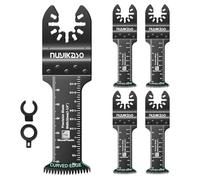nuyikaso 5Pcs Multi Tool Blade Set for Wood Plastic Include Extra Long Reach Arc Edge Oscillating Saw Blades Multitool Accessories Quick Release Compatible with Bosch Fein Ryobi Makita