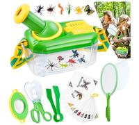 nuyikaso Bug Catcher for Kids 6 Pcs Bug Hunting Kits for Children with 12 Fake Insects 360° Rotating Viewing Angle Magnifying Glass Outdoor Explorer Educational Toys Gifts for 3-8 Years Old